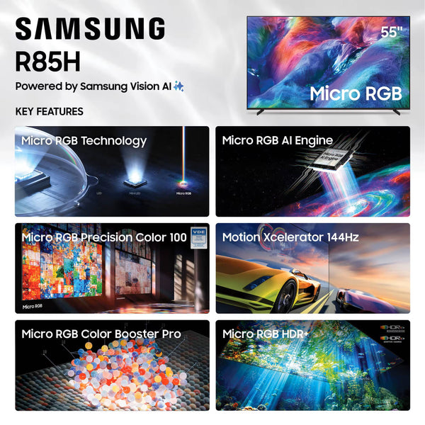 Samsung - 55" Class R85H Series Micro RGB 4K UHD SamsungVisionAI Smart Tizen TV (2026)