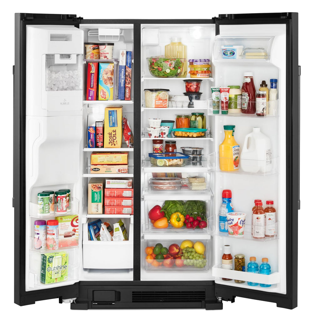 36-Inch Wide Side-by-Side Refrigerator with Exterior Ice and Water Dispenser - 25 Cu. Ft. #black