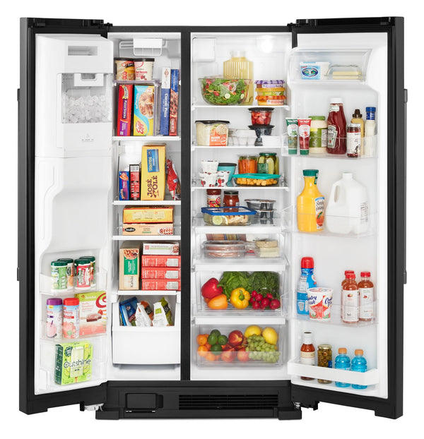 36-Inch Wide Side-by-Side Refrigerator with Exterior Ice and Water Dispenser - 25 Cu. Ft. #black