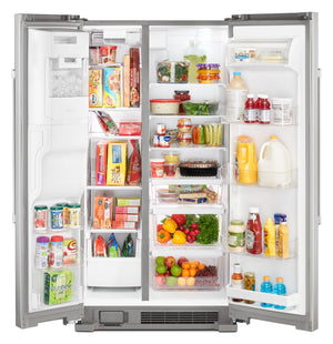 36-Inch Wide Side-by-Side Refrigerator with Exterior Ice and Water Dispenser - 25 Cu. Ft. #stainless