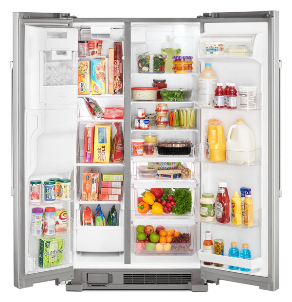 36-Inch Wide Side-by-Side Refrigerator with Exterior Ice and Water Dispenser - 25 Cu. Ft. #stainless