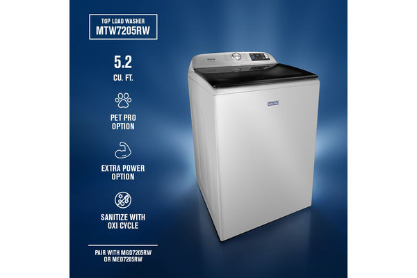 5.2 Cu. Ft. Pet Pro Top Load Agitator Washer with Extra Power and Sanitize Cycle with Oxi #white