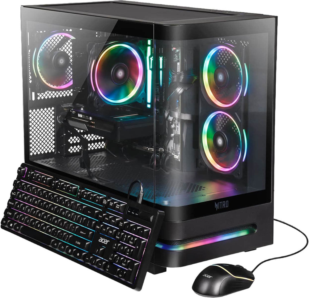 Acer - Nitro 65 Gaming Desktop - AMD Ryzen 7 8700F 2024 - AMD Radeon RX 9060 XT - 16GB DDR5 Memory – 1TB Storage - Black