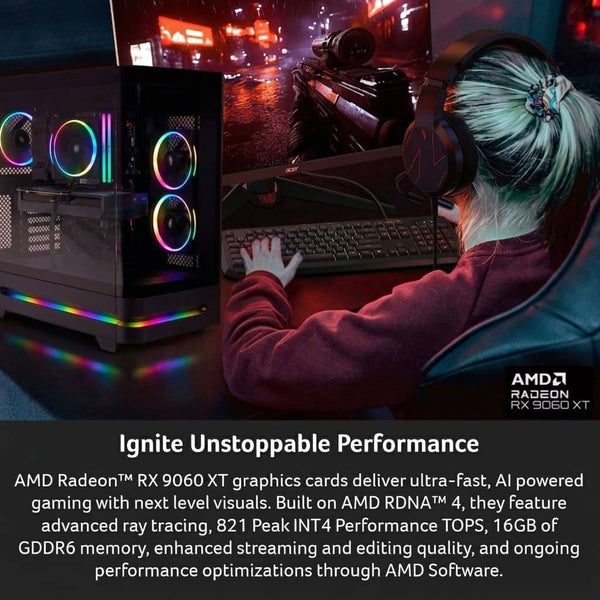 Acer - Nitro 65 Gaming Desktop - AMD Ryzen 7 8700F 2024 - AMD Radeon RX 9060 XT - 16GB DDR5 Memory – 1TB Storage - Black