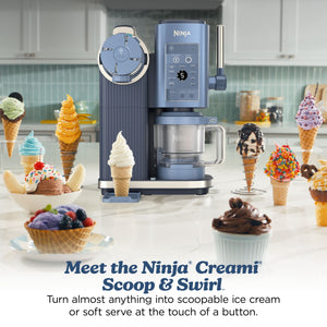 Ninja - CREAMi Scoop & Swirl Ice Cream & Soft Serve Maker, 13 One-Touch Programs - Navy