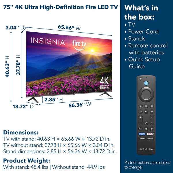 Insignia™ - 75-inch Class F50 Series LED 2160p 4K UHD Smart Fire TV