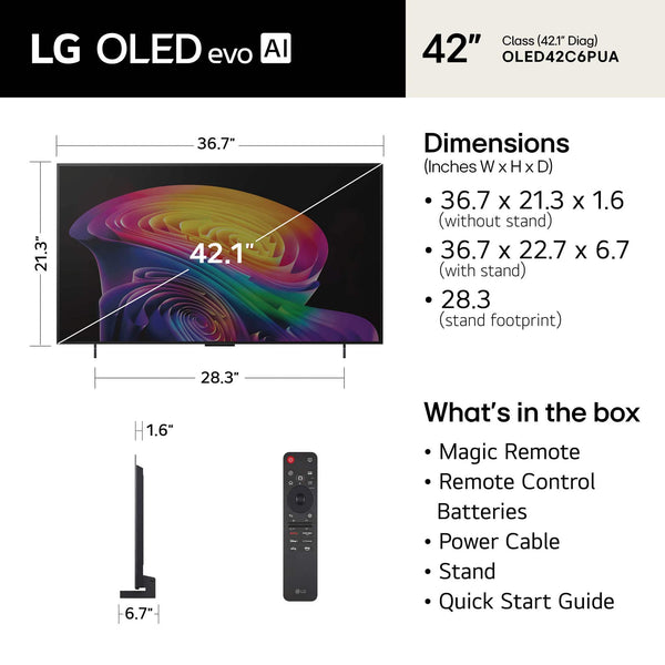 LG - 42" Class C6 Series OLED evo AI 4K Smart webOS TV (2026)