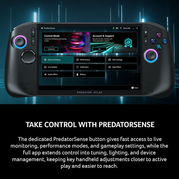 Acer - Predator Atlas 8 Gaming Handheld- Intel Arc G3 Extreme-Touchscreen,WUXGA 8" 120Hz- 24GB storage- 512GB SSD- 159 AI TOPS - Shale Black