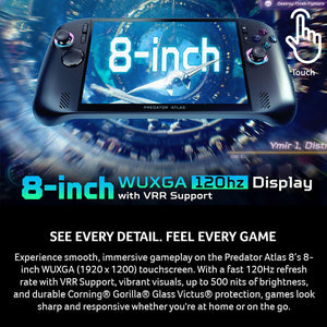 Acer - Predator Atlas 8 Gaming Handheld- Intel Arc G3 Extreme-Touchscreen,WUXGA 8" 120Hz- 24GB storage- 512GB SSD- 159 AI TOPS - Shale Black