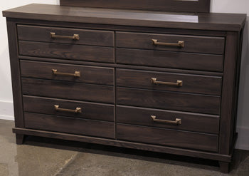 Vonitta Bay - 2 Pc. - Six Drawer Dresser & Bedroom Mirror - Dark Brown