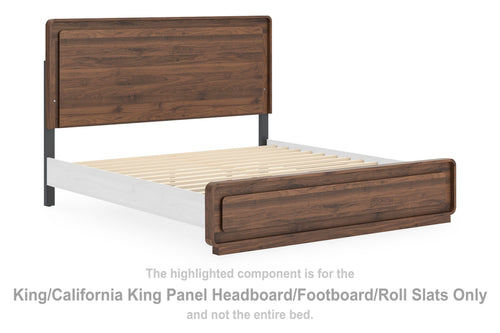 Fortlorn - King/California King Panel Headboard/Footboard/Roll Slats - Walnut Brown