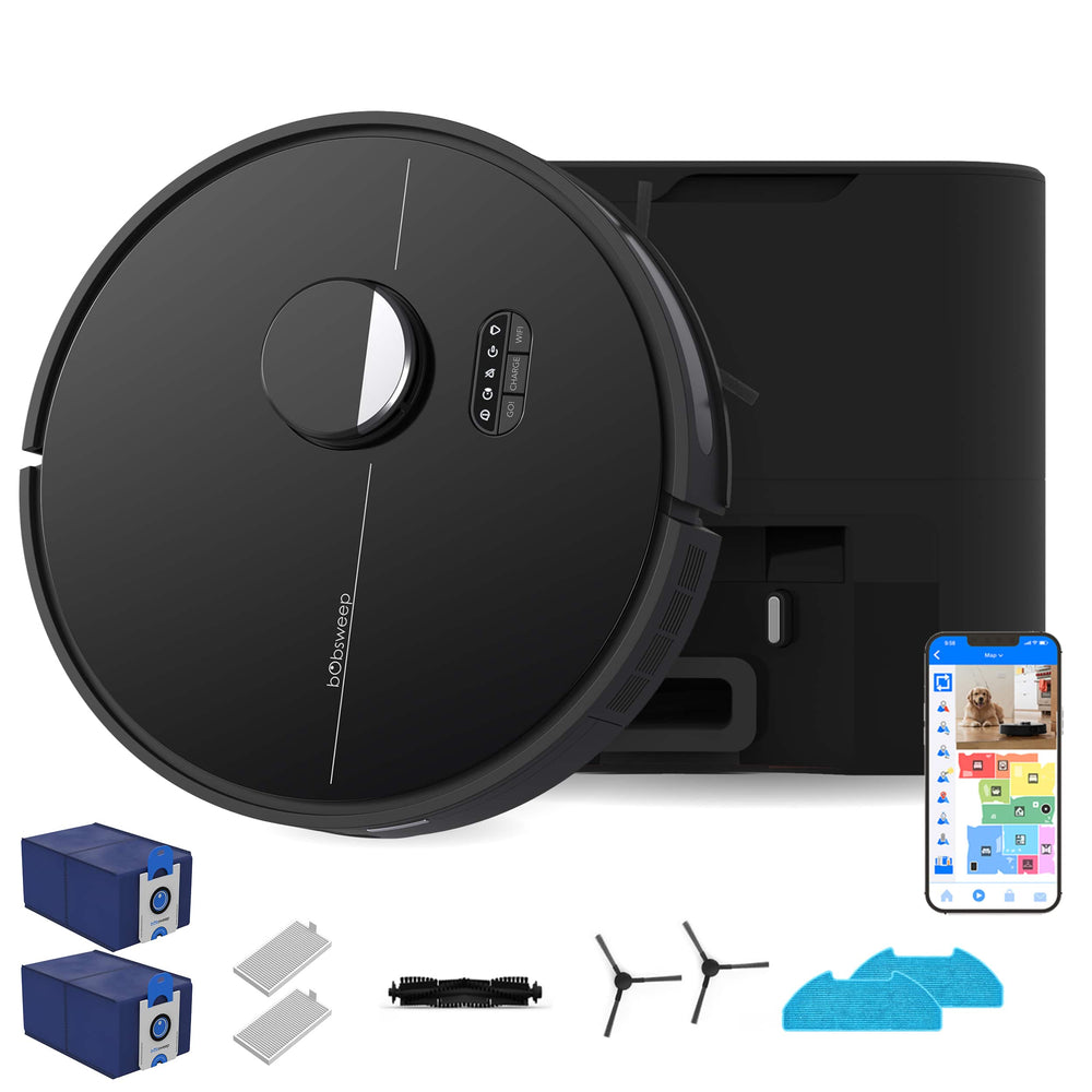 bObsweep - Dustin Self-Emptying Robot Vacuum & Mop with Odor Control Dock, 1 Gal Capacity, Privacy First U.S. Software - Night