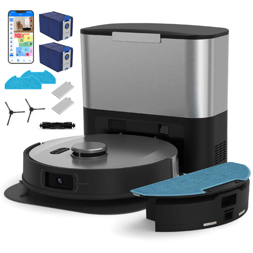 bObsweep - UltraVision Self-Empty Robot Vacuum & Mop, 1.5-Gallon Capacity, 8000 Pa Suction, Object-aware Tech - Stainless Steel