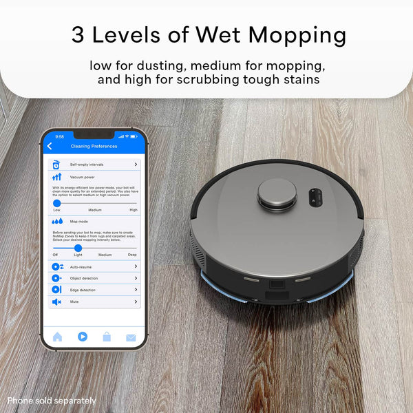 bObsweep - UltraVision Self-Empty Robot Vacuum & Mop, 1.5-Gallon Capacity, 8000 Pa Suction, Object-aware Tech - Stainless Steel
