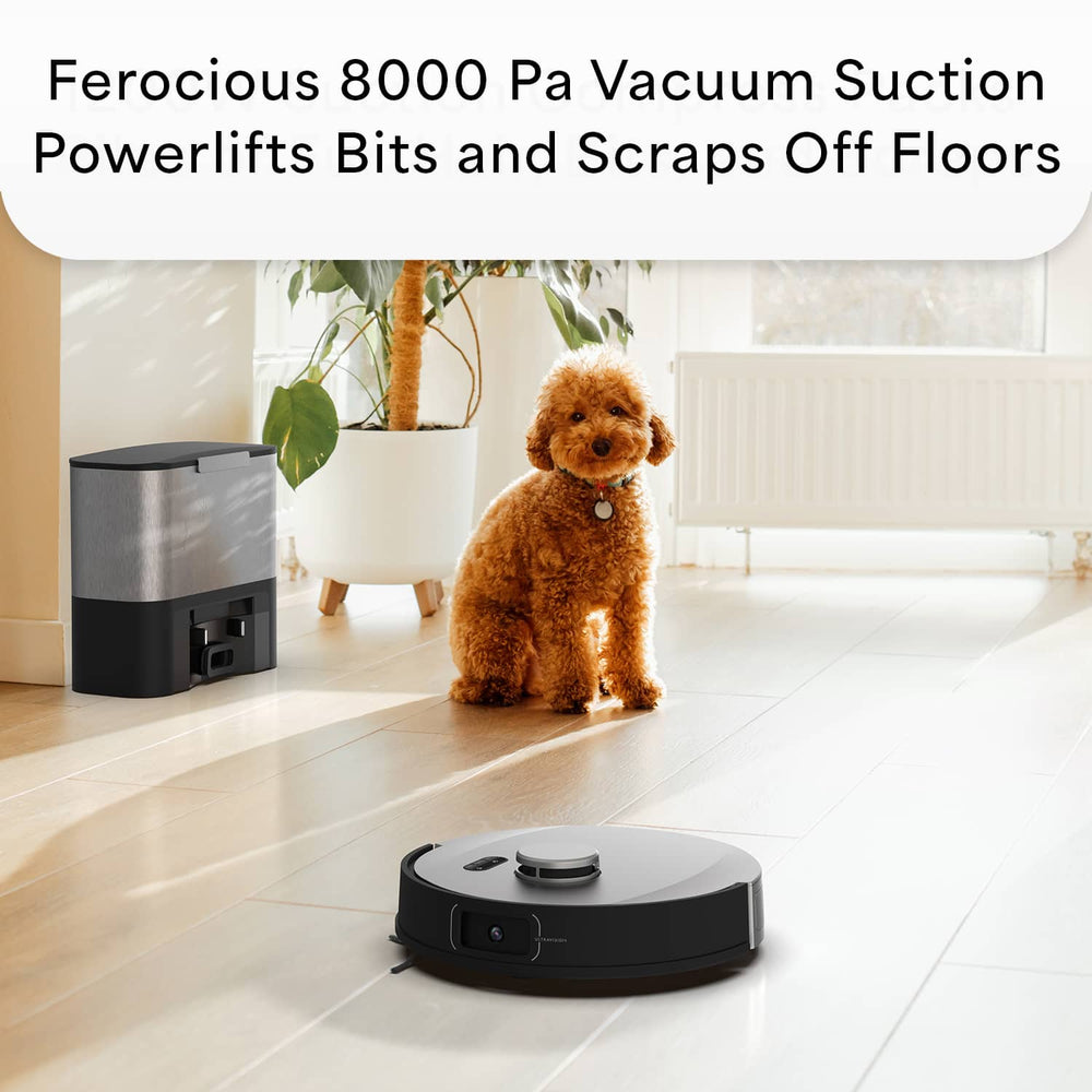 bObsweep - UltraVision Self-Empty Robot Vacuum & Mop, 1.5-Gallon Capacity, 8000 Pa Suction, Object-aware Tech - Stainless Steel