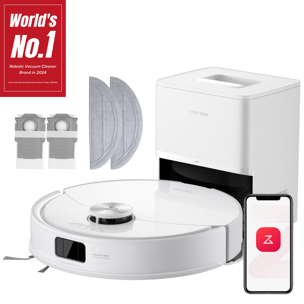 Roborock - Q10 Series Robot Vacuum & Mop, 10000Pa Suction, 70 Days Self-Emptying, Anti-Tangle Brush, Obstacle Avoidance - White