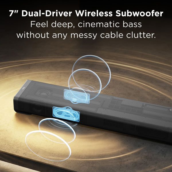 TCL - Q85K Q Class 7.1.2 Channel Dolby Atmos Soundbar with Dual-Driver Wireless Subwoofer - Black