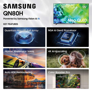 Samsung - 55” Class QN80H Series Neo QLED Mini LED 4K UHD SamsungVision AI Smart Tizen TV (2026)