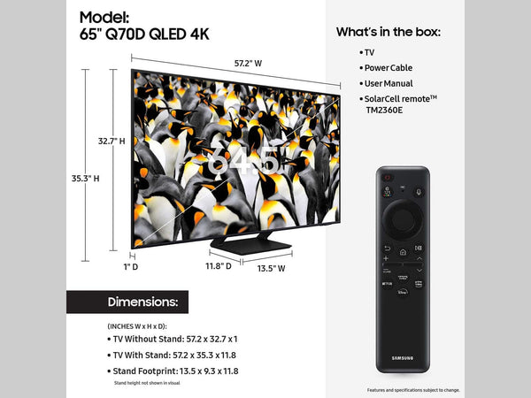 Samsung - 65” Class Q70D Series QLED 4K Smart Tizen TV (2024)