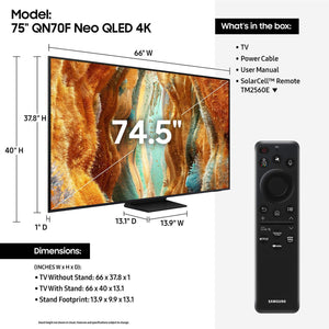 Samsung - 75” Class QN70F Series Neo QLED Mini LED 4K UHD SamsungVision AI Smart Tizen TV (2025)