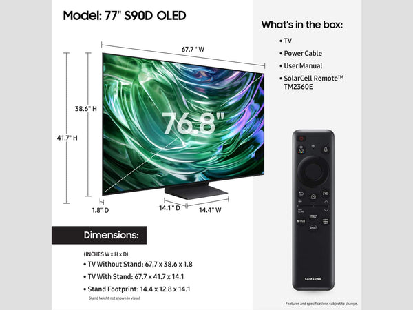 Samsung - 77" Class S90D Series OLED 4K UHD Smart Tizen TV (2024)