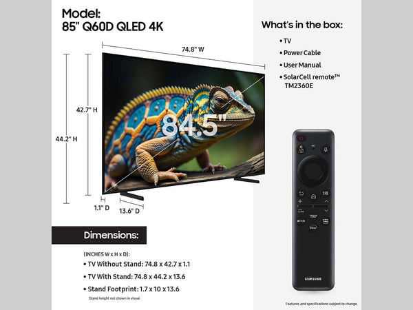 Samsung - 85” Class Q60D Series QLED 4K Smart Tizen TV (2024)