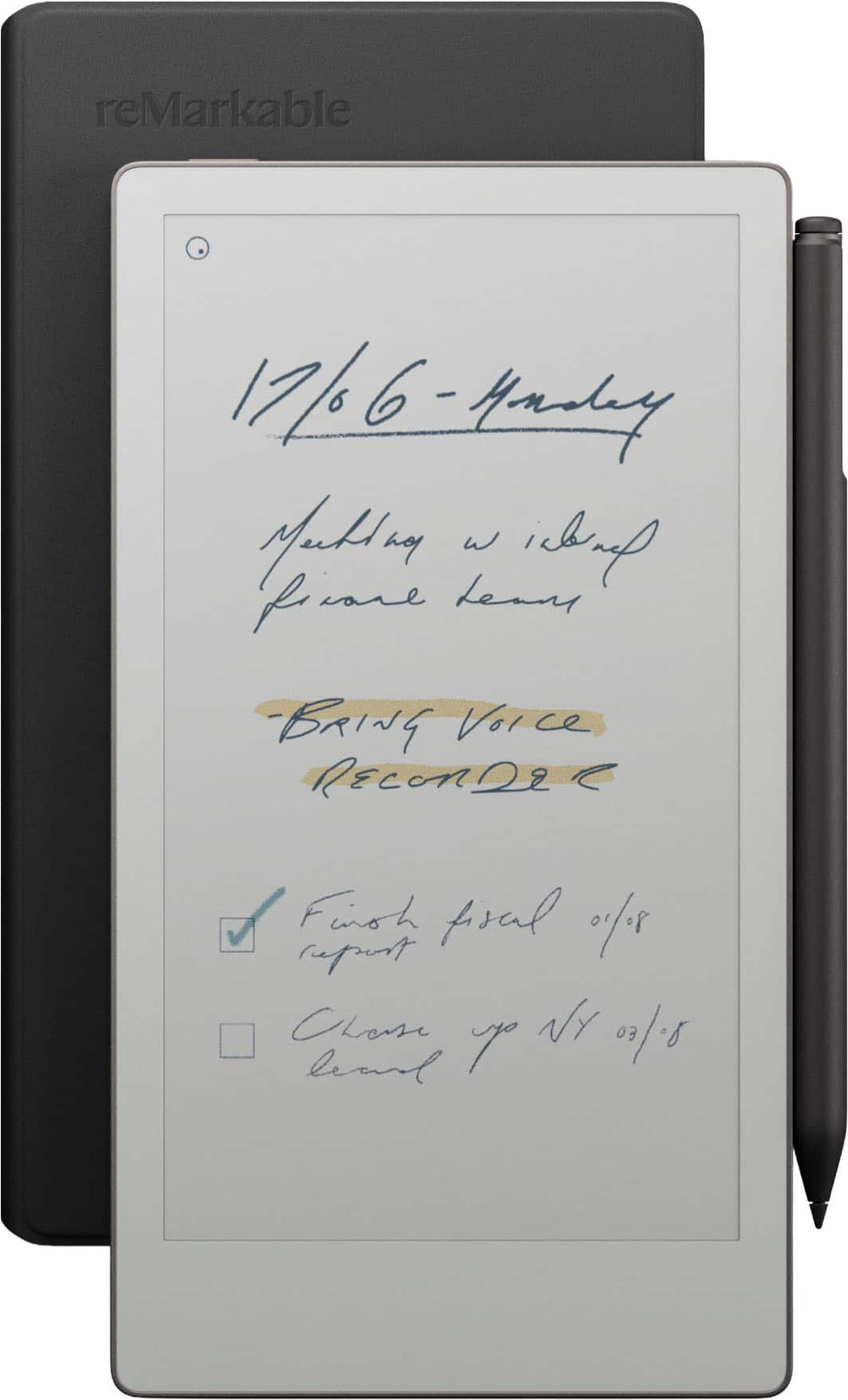 reMarkable - Paper Pro Move - 7.3" Paper Tablet with Marker Plus and Premium Leather Book Folio - Black