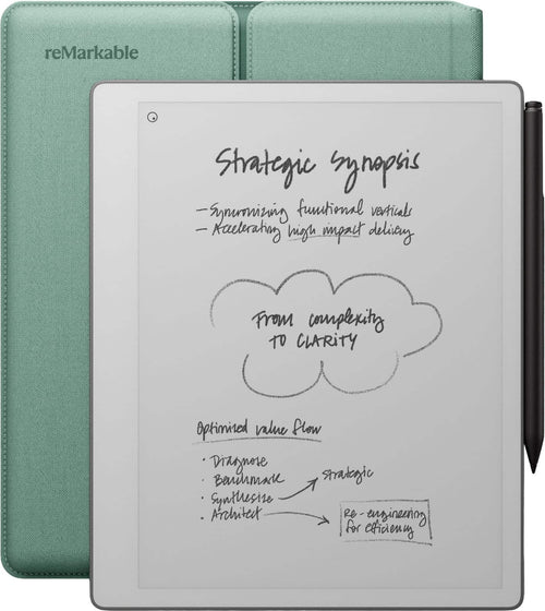 reMarkable - Paper Pure – 10.3” Paper Tablet Bundle with Marker Plus and Sleeve Folio - Mist Green
