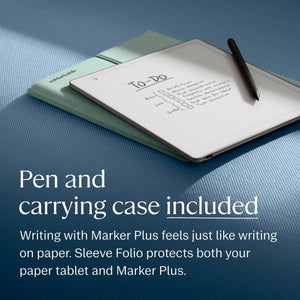 reMarkable - Paper Pure – 10.3” Paper Tablet Bundle with Marker Plus and Sleeve Folio - Mist Green