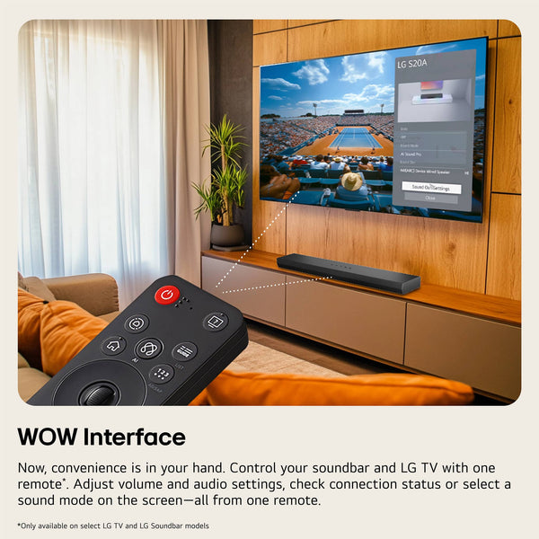 LG - 2.1-Channel S35A Soundbar with Wireless Subwoofer, Dolby Audio and WOW Orchestra - Black