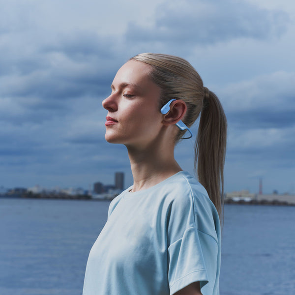 Shokz - OpenRun Air 2 Wireless Bone Conduction Open-Ear Bluetooth Sports Headphones - Ice Blue