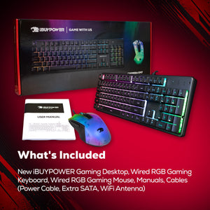 iBUYPOWER - Slate Gaming Desktop PC Intel Core i7 14700F 2024 NVIDIA RTX 5060 8GB, 16GB RAM Memory, 1TB NVMe SSD Storage - Black