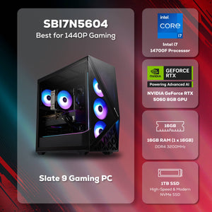 iBUYPOWER - Slate Gaming Desktop PC Intel Core i7 14700F 2024 NVIDIA RTX 5060 8GB, 16GB RAM Memory, 1TB NVMe SSD Storage - Black