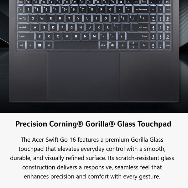 Acer - Swift Go 16 AI - Copilot+ PC - 16" Touchscreen Laptop 2K - AMD Ryzen AI 7 445 2026 - 16GB Memory – 512GB Storage - Obsidian Black