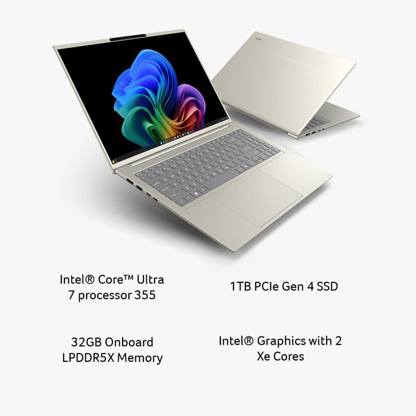 Acer - Swift Go 16 AI – Copilot+ PC – 16” 2K OLED Laptop – Intel Core Ultra 7 Series 3 2026– 32GB Memory – 1TB Storage - Vapor Silver