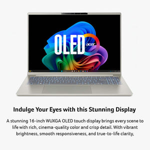 Acer - Swift Go 16 AI – Copilot+ PC – 16” 2K OLED Laptop – Intel Core Ultra 7 Series 3 2026– 32GB Memory – 1TB Storage - Vapor Silver