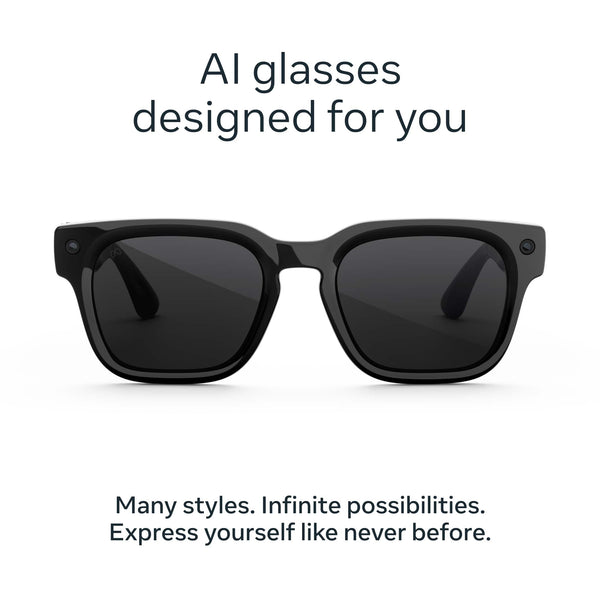 Meta - Adventurer - Smart AI glasses for Women, Men—Meta AI, 12MP Camera, Live Translate — 3K HD - Clear Lenses - Classic Black