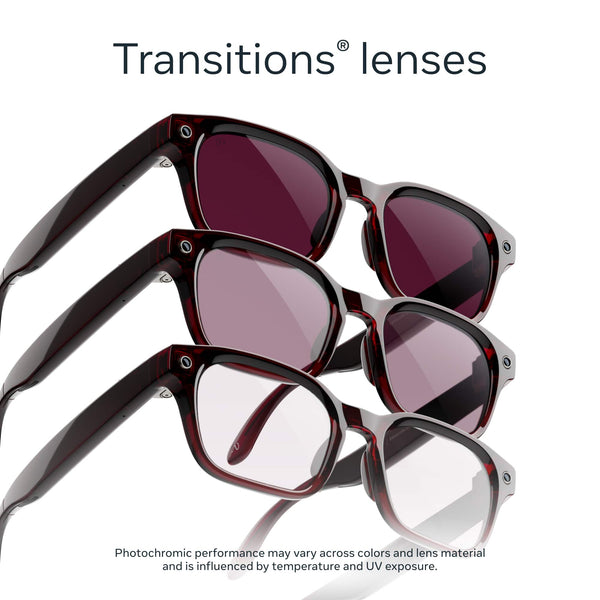 Meta - Adventurer - Smart AI glasses for Women, Men—Meta AI, 12MP Camera, Live Translate — Transitions Ruby Lenses - Merlot