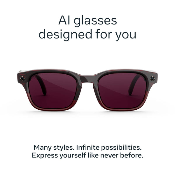 Meta - Adventurer - Smart AI glasses for Women, Men—Meta AI, 12MP Camera, Live Translate — Transitions Ruby Lenses - Merlot
