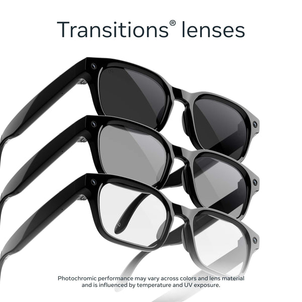 Meta - Adventurer - Smart AI glasses for Women, Men—Meta AI, 12MP Camera, Live Translate — Transitions Grey Lenses - Classic Black