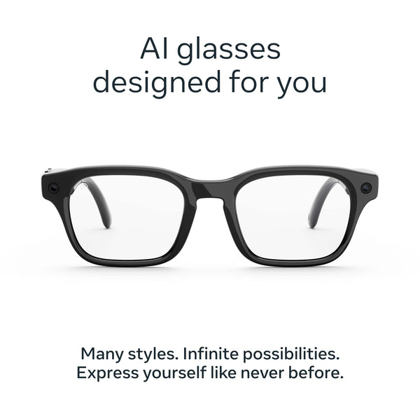 Meta - Adventurer Large - Smart AI glasses for Women, Men—Meta AI, 12MP Camera, Live Translate— 3K HD - Clear Lenses - Classic Black