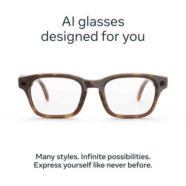 Meta - Adventurer Large - Smart AI glasses for Women, Men—Meta AI, 12MP Camera, Live Translate— 3K HD -Clear Lenses - Classic Tortoise