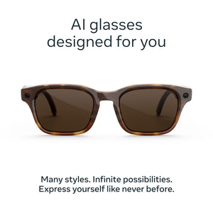 Meta - Adventurer Large - Smart AI glasses for Women, Men—Meta AI, 12MP Camera, Live Translate— 3K HD - Brown Lenses - Classic Tortoise