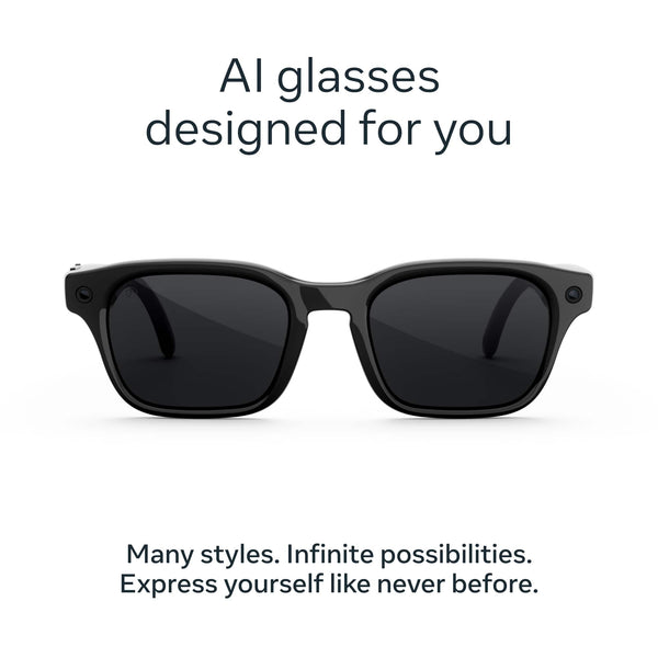 Meta - Adventurer Large - Smart AI glasses—Meta AI, 12MP Camera, Live Translate — Polarized Grey Lenses - Classic Black