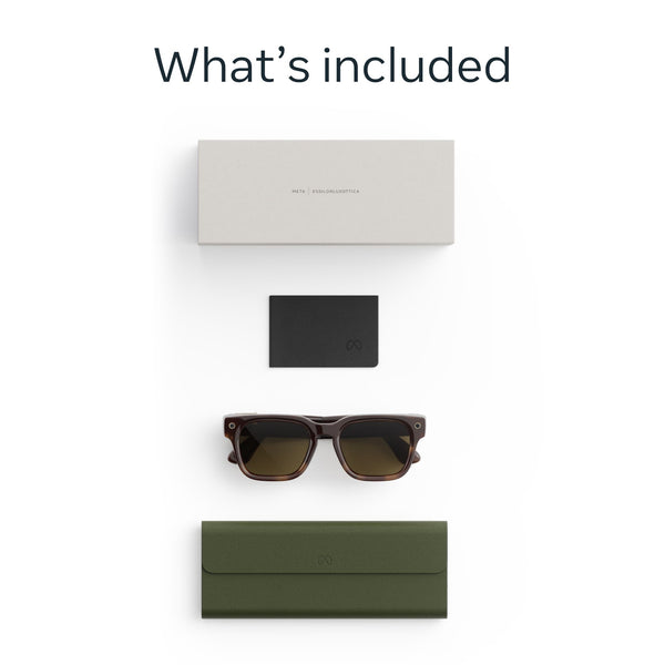 Meta - Fury - Smart AI glasses for Women, Men—Meta AI, 12MP Camera, Live Translate—8+ Hour Battery—Green Lenses - Mahogany