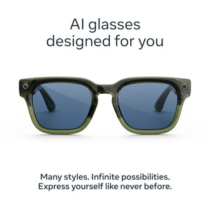 Meta - Fury -Smart AI glasses for Women,Men—Meta AI, 12MP Camera,Live Translate—8+ Hour Battery—Light Blue Atlantic Lenses - Racing Green