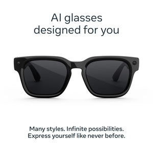 Meta - Fury - Smart AI glasses—Meta AI, 12MP Camera, Live Translate — 8+ Hour Battery — Polarized Grey Lenses - Classic Black