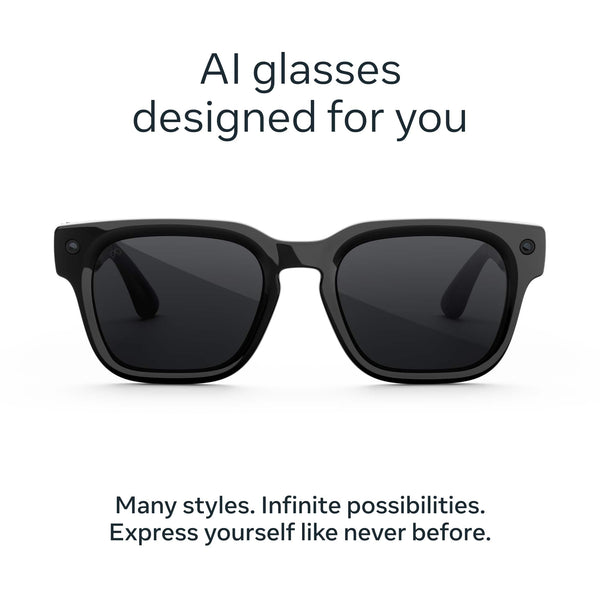 Meta - Fury - Smart AI glasses—Meta AI, 12MP Camera, Live Translate — 8+ Hour Battery — Polarized Grey Lenses - Classic Black