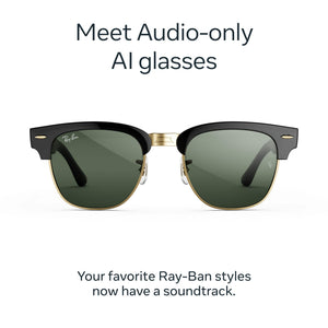 Ray-Ban Meta - Audio Clubmaster - Audio-Only AI Glasses - Transitions Graphite Green Lenses - Shiny Black on Gold