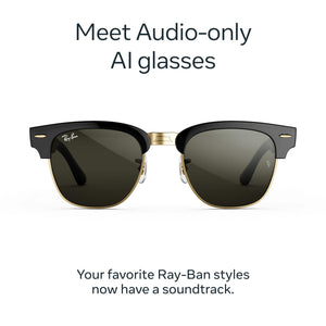 Ray-Ban Meta - Audio Clubmaster - Audio-Only AI Glasses - Green Lenses - Shiny Black on Gold